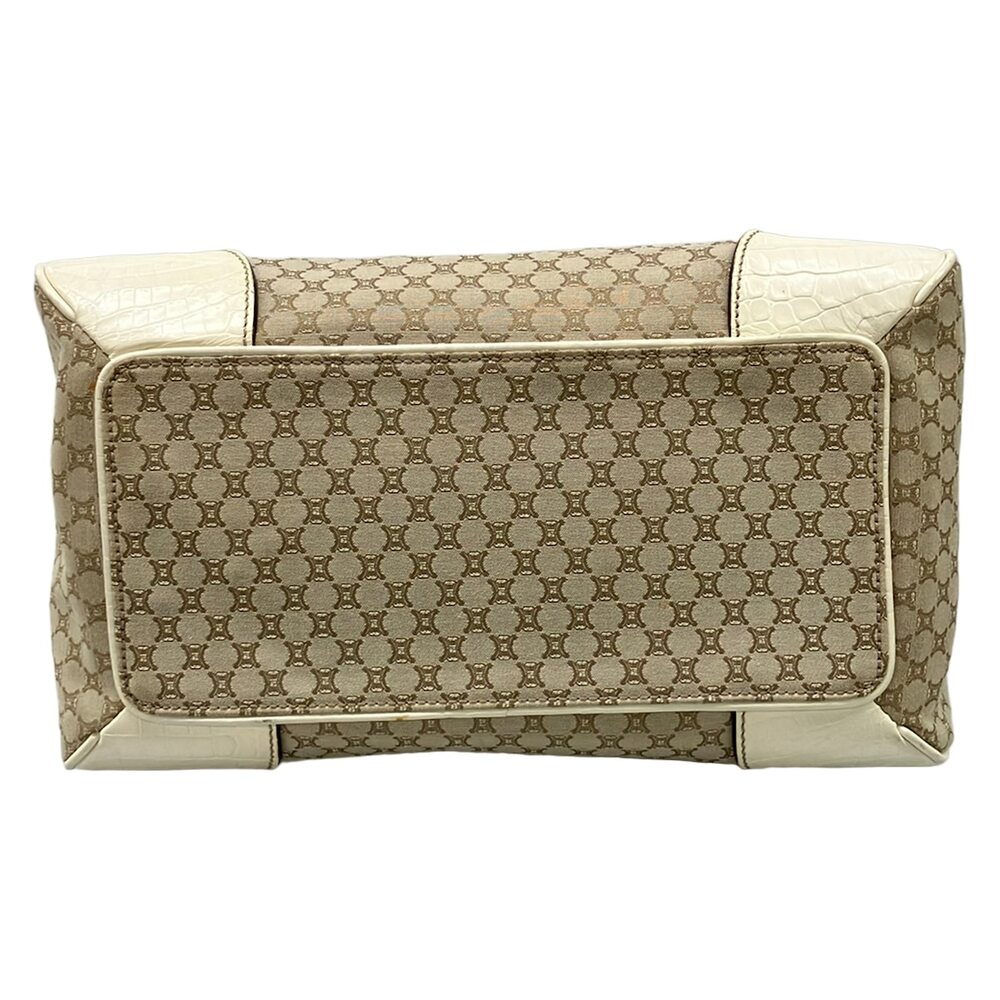 Celine Macadam Handbag Gray Beige Cream Jacquard Leather - Picture 5 of 10